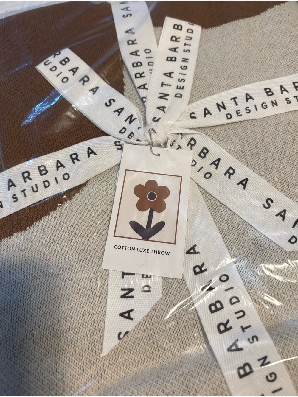 Santa Barbara Design Studio Cotton Luxe Throw - Flower - Brown & Cream
